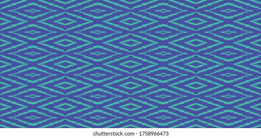 Ikat geometric folklore ornament with diamonds. Tribal ethnic vector texture. Seamless striped pattern in Aztec style. Folk embroidery. Indian, Scandinavian, Gypsy, Mexican, African rug.