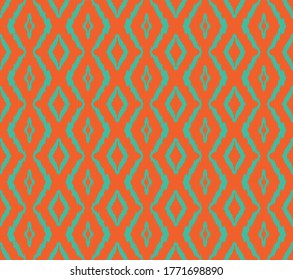Ikat geometric folklore ornament with diamonds. Tribal ethnic vector texture. Seamless striped pattern in Aztec style. Folk embroidery. Indian, Scandinavian, Gypsy, Mexican, African rug.
