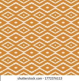 Ikat geometric folklore ornament with diamonds. Tribal ethnic vector texture. Seamless striped pattern in Aztec style. Folk embroidery. Indian, Scandinavian, Gypsy, Mexican, African rug.