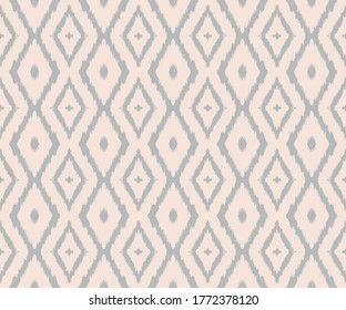 Ikat geometric folklore ornament with diamonds. Tribal ethnic vector texture. Seamless striped pattern in Aztec style. Folk embroidery. Indian, Scandinavian, Gypsy, Mexican, African rug.