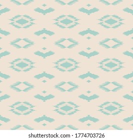 Ikat geometric folklore ornament with diamonds. Tribal ethnic vector texture. Seamless striped pattern in Aztec style. Folk embroidery. Indian, Scandinavian, Gypsy, Mexican, African rug.