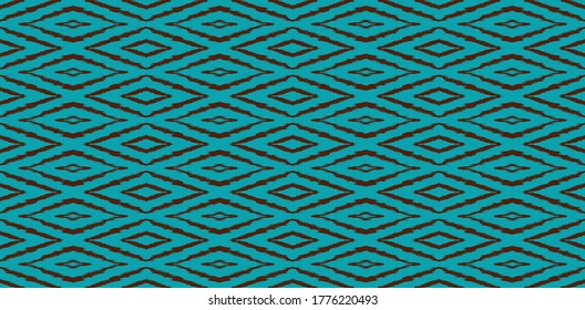 Ikat geometric folklore ornament with diamonds. Tribal ethnic vector texture. Seamless striped pattern in Aztec style. Folk embroidery. Indian, Scandinavian, Gypsy, Mexican, African rug.