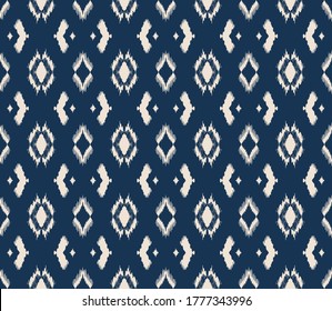 Ikat geometric folklore ornament with diamonds. Tribal ethnic vector texture. Seamless striped pattern in Aztec style. Folk embroidery. Indian, Scandinavian, Gypsy, Mexican, African rug.