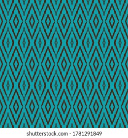 Ikat geometric folklore ornament with diamonds. Tribal ethnic vector texture. Seamless striped pattern in Aztec style. Folk embroidery. Indian, Scandinavian, Gypsy, Mexican, African rug.