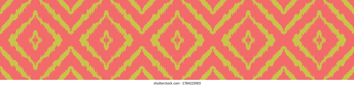 Ikat geometric folklore ornament with diamonds. Tribal ethnic vector texture. Seamless striped pattern in Aztec style. Folk embroidery. Indian, Scandinavian, Gypsy, Mexican, African rug.