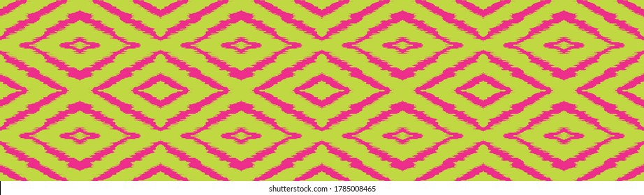 Ikat geometric folklore ornament with diamonds. Tribal ethnic vector texture. Seamless striped pattern in Aztec style. Folk embroidery. Indian, Scandinavian, Gypsy, Mexican, African rug.