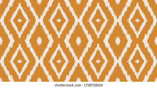 Ikat geometric folklore ornament with diamonds. Tribal ethnic vector texture. Seamless striped pattern in Aztec style. Folk embroidery. Indian, Scandinavian, Gypsy, Mexican, African rug.