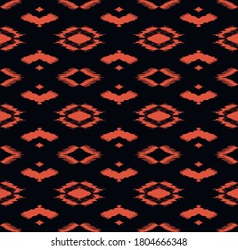 Ikat geometric folklore ornament with diamonds. Tribal ethnic vector texture. Seamless striped pattern in Aztec style. Folk embroidery. Indian, Scandinavian, Gypsy, Mexican, African rug.