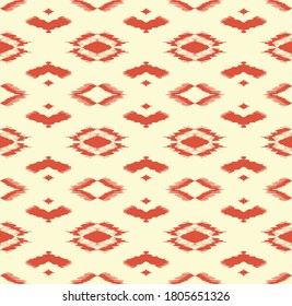 Ikat geometric folklore ornament with diamonds. Tribal ethnic vector texture. Seamless striped pattern in Aztec style. Folk embroidery. Indian, Scandinavian, Gypsy, Mexican, African rug.