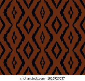 Ikat geometric folklore ornament with diamonds. Tribal ethnic vector texture. Seamless striped pattern in Aztec style. Folk embroidery. Indian, Scandinavian, Gypsy, Mexican, African rug.