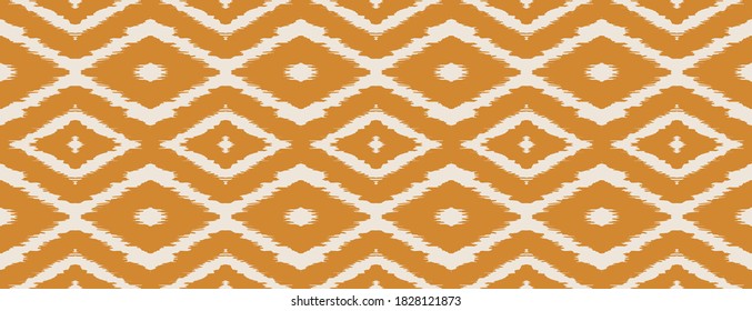 Ikat geometric folklore ornament with diamonds. Tribal ethnic vector texture. Seamless striped pattern in Aztec style. Folk embroidery. Indian, Scandinavian, Gypsy, Mexican, African rug.