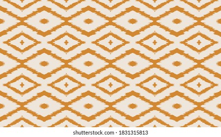 Ikat geometric folklore ornament with diamonds. Tribal ethnic vector texture. Seamless striped pattern in Aztec style. Folk embroidery. Indian, Scandinavian, Gypsy, Mexican, African rug.