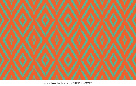 Ikat geometric folklore ornament with diamonds. Tribal ethnic vector texture. Seamless striped pattern in Aztec style. Folk embroidery. Indian, Scandinavian, Gypsy, Mexican, African rug.