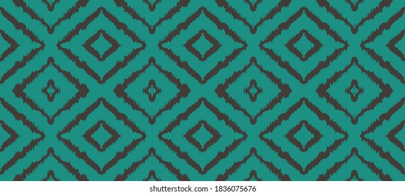 Ikat geometric folklore ornament with diamonds. Tribal ethnic vector texture. Seamless striped pattern in Aztec style. Folk embroidery. Indian, Scandinavian, Gypsy, Mexican, African rug.