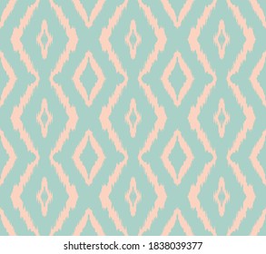 Ikat geometric folklore ornament with diamonds. Tribal ethnic vector texture. Seamless striped pattern in Aztec style. Folk embroidery. Indian, Scandinavian, Gypsy, Mexican, African rug.