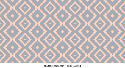 Ikat geometric folklore ornament with diamonds. Tribal ethnic vector texture. Seamless striped pattern in Aztec style. Folk embroidery. Indian, Scandinavian, Gypsy, Mexican, African rug.