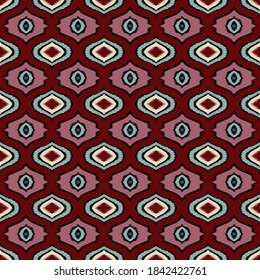 Ikat geometric folklore ornament with diamonds. Tribal ethnic vector texture. Seamless striped pattern in Aztec style. Folk embroidery. Indian, Scandinavian, Gypsy, Mexican, African rug. 