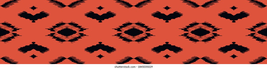 Ikat geometric folklore ornament with diamonds. Tribal ethnic vector texture. Seamless striped pattern in Aztec style. Folk embroidery. Indian, Scandinavian, Gypsy, Mexican, African rug.