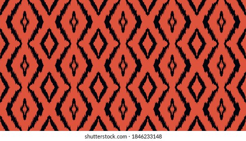 Ikat geometric folklore ornament with diamonds. Tribal ethnic vector texture. Seamless striped pattern in Aztec style. Folk embroidery. Indian, Scandinavian, Gypsy, Mexican, African rug.