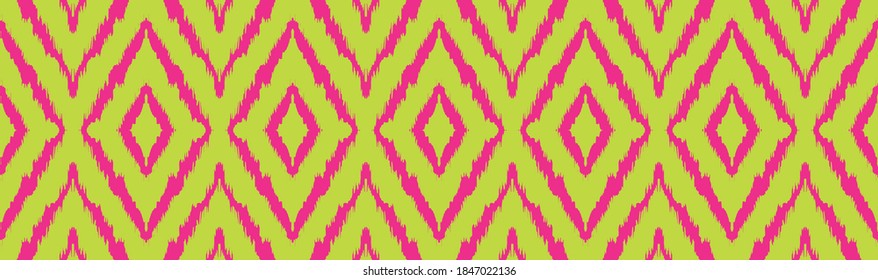 Ikat geometric folklore ornament with diamonds. Tribal ethnic vector texture. Seamless striped pattern in Aztec style. Folk embroidery. Indian, Scandinavian, Gypsy, Mexican, African rug.