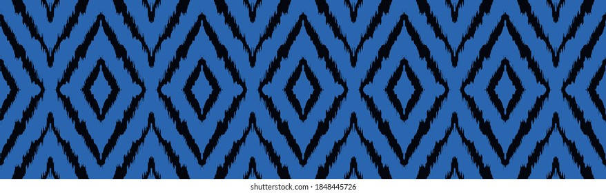 Ikat geometric folklore ornament with diamonds. Tribal ethnic vector texture. Seamless striped pattern in Aztec style. Folk embroidery. Indian, Scandinavian, Gypsy, Mexican, African rug.