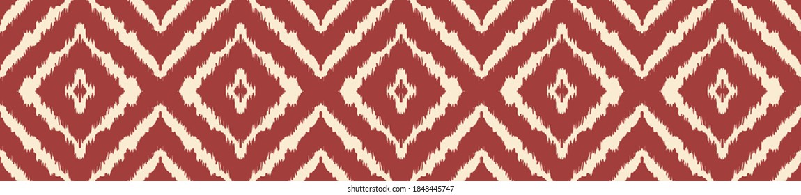 Ikat geometric folklore ornament with diamonds. Tribal ethnic vector texture. Seamless striped pattern in Aztec style. Folk embroidery. Indian, Scandinavian, Gypsy, Mexican, African rug.