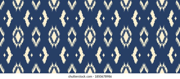 Ikat geometric folklore ornament with diamonds. Tribal ethnic vector texture. Seamless striped pattern in Aztec style. Folk embroidery. Indian, Scandinavian, Gypsy, Mexican, African rug.