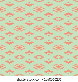 Ikat geometric folklore ornament with diamonds. Tribal ethnic vector texture. Seamless striped pattern in Aztec style. Folk embroidery. Indian, Scandinavian, Gypsy, Mexican, African rug.