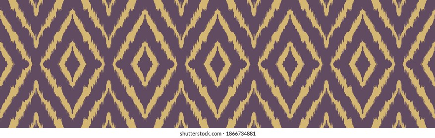 Ikat geometric folklore ornament with diamonds. Tribal ethnic vector texture. Seamless striped pattern in Aztec style. Folk embroidery. Indian, Scandinavian, Gypsy, Mexican, African rug.