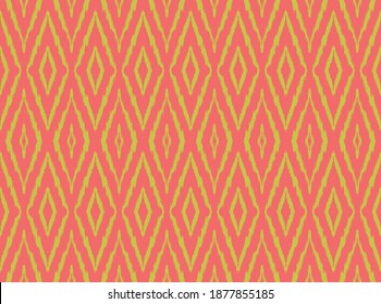 Ikat geometric folklore ornament with diamonds. Tribal ethnic vector texture. Seamless striped pattern in Aztec style. Folk embroidery. Indian, Scandinavian, Gypsy, Mexican, African rug.