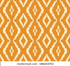 Ikat geometric folklore ornament with diamonds. Tribal ethnic vector texture. Seamless striped pattern in Aztec style. Folk embroidery. Indian, Scandinavian, Gypsy, Mexican, African rug.