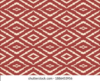 Ikat geometric folklore ornament with diamonds. Tribal ethnic vector texture. Seamless striped pattern in Aztec style. Folk embroidery. Indian, Scandinavian, Gypsy, Mexican, African rug.