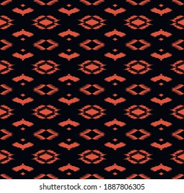 Ikat geometric folklore ornament with diamonds. Tribal ethnic vector texture. Seamless striped pattern in Aztec style. Folk embroidery. Indian, Scandinavian, Gypsy, Mexican, African rug.