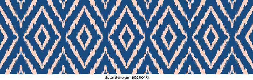 Ikat geometric folklore ornament with diamonds. Tribal ethnic vector texture. Seamless striped pattern in Aztec style. Folk embroidery. Indian, Scandinavian, Gypsy, Mexican, African rug.