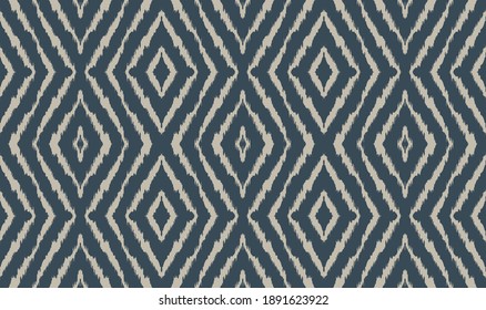 Ikat geometric folklore ornament with diamonds. Tribal ethnic vector texture. Seamless striped pattern in Aztec style. Folk embroidery. Indian, Scandinavian, Gypsy, Mexican, African rug.