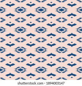 Ikat geometric folklore ornament with diamonds. Tribal ethnic vector texture. Seamless striped pattern in Aztec style. Folk embroidery. Indian, Scandinavian, Gypsy, Mexican, African rug.