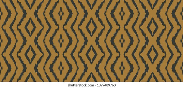 Ikat geometric folklore ornament with diamonds. Tribal ethnic vector texture. Seamless striped pattern in Aztec style. Folk embroidery. Indian, Scandinavian, Gypsy, Mexican, African rug.