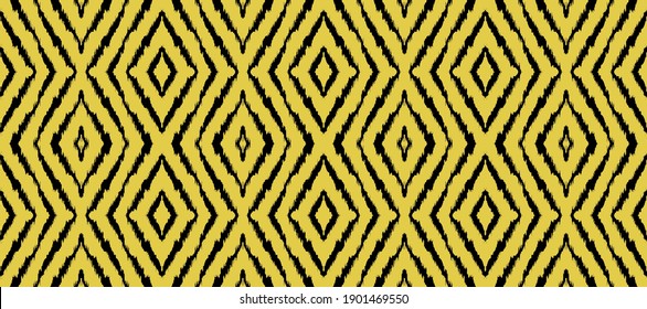 Ikat geometric folklore ornament with diamonds. Tribal ethnic vector texture. Seamless striped pattern in Aztec style. Folk embroidery. Indian, Scandinavian, Gypsy, Mexican, African rug.