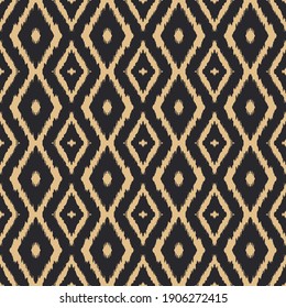 Ikat geometric folklore ornament with diamonds. Tribal ethnic vector texture. Seamless striped pattern in Aztec style. Folk embroidery. Indian, Scandinavian, Gypsy, Mexican, African rug.