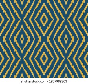 Ikat geometric folklore ornament with diamonds. Tribal ethnic vector texture. Seamless striped pattern in Aztec style. Folk embroidery. Indian, Scandinavian, Gypsy, Mexican, African rug.