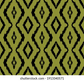 Ikat geometric folklore ornament with diamonds. Tribal ethnic vector texture. Seamless striped pattern in Aztec style. Folk embroidery. Indian, Scandinavian, Gypsy, Mexican, African rug.