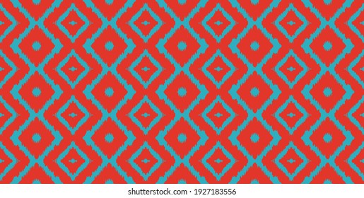 Ikat geometric folklore ornament with diamonds. Tribal ethnic vector texture. Seamless striped pattern in Aztec style. Folk embroidery. Indian, Scandinavian, Gypsy, Mexican, African rug.