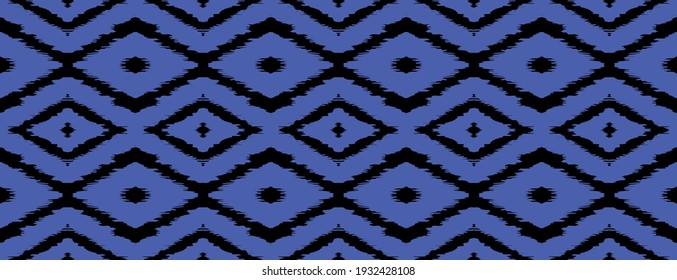 Ikat geometric folklore ornament with diamonds. Tribal ethnic vector texture. Seamless striped pattern in Aztec style. Folk embroidery. Indian, Scandinavian, Gypsy, Mexican, African rug.