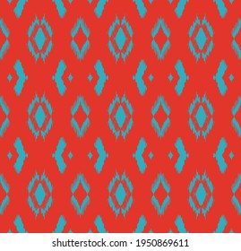 Ikat geometric folklore ornament with diamonds. Tribal ethnic vector texture. Seamless striped pattern in Aztec style. Folk embroidery. Indian, Scandinavian, Gypsy, Mexican, African rug.