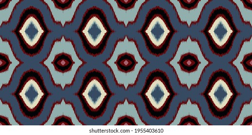 Ikat geometric folklore ornament with diamonds. Tribal ethnic vector texture. Seamless striped pattern in Aztec style. Folk embroidery. Indian, Scandinavian, Gypsy, Mexican, African rug. 