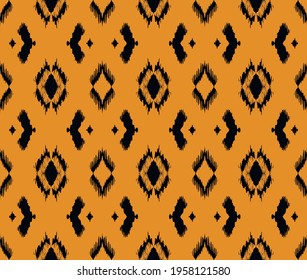 Ikat geometric folklore ornament with diamonds. Tribal ethnic vector texture. Seamless striped pattern in Aztec style. Folk embroidery. Indian, Scandinavian, Gypsy, Mexican, African rug.