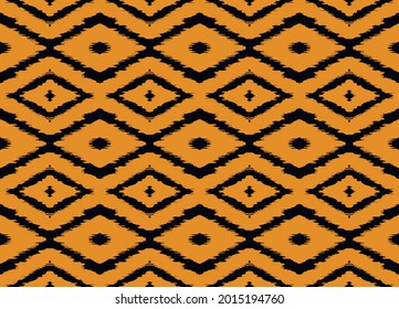 Ikat geometric folklore ornament with diamonds. Tribal ethnic vector texture. Seamless striped pattern in Aztec style. Folk embroidery. Indian, Scandinavian, Gypsy, Mexican, African rug.