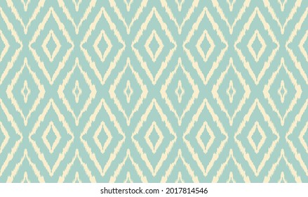 Ikat geometric folklore ornament with diamonds. Tribal ethnic vector texture. Seamless striped pattern in Aztec style. Folk embroidery. Indian, Scandinavian, Gypsy, Mexican, African rug.