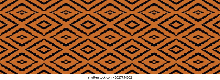 Ikat geometric folklore ornament with diamonds. Tribal ethnic vector texture. Seamless striped pattern in Aztec style. Folk embroidery. Indian, Scandinavian, Gypsy, Mexican, African rug.