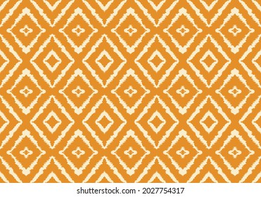Ikat geometric folklore ornament with diamonds. Tribal ethnic vector texture. Seamless striped pattern in Aztec style. Folk embroidery. Indian, Scandinavian, Gypsy, Mexican, African rug.